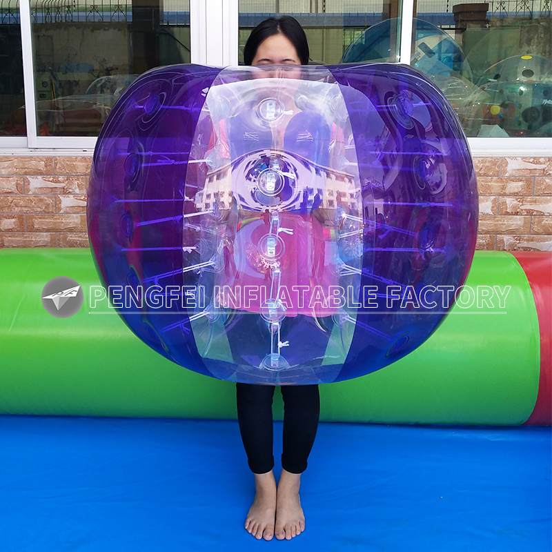 Purple stripe  football inflatable body zorb bumper ball  soccer bubble
